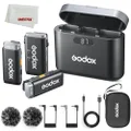 GODOX 2.4GHz Wireless Microphone System WEC kit2,One-Click oisecancellation,Exceptional Sound Quality,Digital Battery Display,Max 200m Los Range