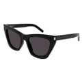 SAINT LAURENT SL 214 KATE Cat-Eye shape Sunglasses + Bundle with eSHADES Luxury Eyewear Kit, Black W/ Grey ( 55mm ), 55mm