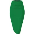 H&C Women Premium Nylon Ponte Stretch Office Pencil Skirt Made Below Knee Made in The USA, 1073t-kelly Gree, Small