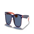 Ray-Ban Rj9052s New Wayfarer Square Sunglasses, Blue on Orange/Blue, 47 mm