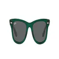 Ray-Ban Rb2140f Original Wayfarer Low Bridge Fit Square Sunglasses, Transparent Green/Dark Grey, 52 mm