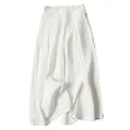 Bianstore Women's Culottes Linen Cropped Wide Leg Pants Elastic Waist Casual Palazzo Trousers with Pockets, White, Medium