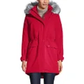 Lands' End Women's Expedition Waterproof Down Winter Parka with Faux Fur Hood, Rich Red, Large