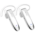 New bee [2 Pack] Bluetooth Earpiece V5.0 Wireless Handsfree Headset 24 Hrs Driving Headset 60 Days Standby Time with Noise Cancelling Mic Headsetcase for iPhone Android Laptop Truck Driver(White)