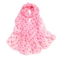 E-Clover Women Soft Floral Print Shawl Chiffon Sheer Scarf, Pink Dot, standard