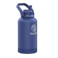 Takeya Pickleball Stainless Steel Insulated Water Bottle with Choice of Lid and Carry Handle, 64 Ounce, Rally Blue