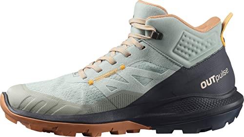Salomon Women's Outpulse Mid Gore-tex Hiking Boots Trail Running Shoe, Wrought Iron/Ebony/Blazing Orange, 11