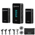 BOYA 2.4GHz Wireless Lavalier Microphone System BY-XM6 S2 Mini Dual Channel Cordless Lapel Microphones for Camera Phone DSLR Camcorder Clip On Lav Mic for Video Recording YouTube Vlogging Interview