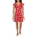 French Connection Women's Printed Wrap Dress, Lollipop Red Multi, 4