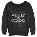 WARNER BROS Women's Game of Thrones Silent Snow Junior's Raglan Pullover with Coverstitch, Black, Small