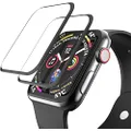 EWUONU [2 Pack Apple Watch Series 8/7 Screen Protector 45mm Tempered Glass, 3D Full Coverage [Easy Installation Frame] Waterproof Bubble-Free Anti-Scratch HD Clear Film for iWatch 8/7 45mm