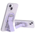 CLCKR Compact Mobile Cell Phone Grip Holder Compatible with MagSafe iPhone 14, 13 Series, Magnetic Phone Kickstand with Finger Strap, 3500G Strength Magnet for Extra Strong Mount, Clear Lilac