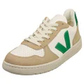 Veja Men's V-10 Leather Sneakers, Extra White/Emeraude/Sahara, 8