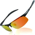 DUCO Mens Sports Polarized Sunglasses UV Protection Sunglasses for Men 8177s (Black Frame Orange Lens)