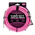 Ernie Ball Braided Instrument Cable, Straight/Angle, 10ft, Neon Pink (P06078)
