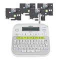 Brother P-Touch PT-D210 Label Maker Value Bundle Includes 4 Label Tapes, Easy-to-Use, Home and Office Organization, White