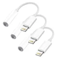 Lightning to 3.5 mm Headphone Jack Adapter, 3 Pack [Apple MFi Certified] for iPhone 3.5mm Headphones/Earphones Aux Audio Adapter Dongle for iPhone 14 13 12 11 XS XR X 8 7 iPad, Support Music + Calling