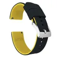 22mm Black/Yellow - Barton Elite Silicone Watch Bands - Quick Release - Choose Strap Color & Width