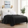 Sweet Home Collection 100% Fine Cotton Blanket Luxurious Weave Stylish Design Soft and Comfortable All Season Warmth, Full/Queen, Black