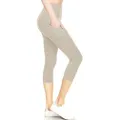 Leggings Depot High Waisted Active Yoga Pants for Women with Pockets - Capri & Full Length, Light Grey, Small