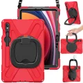 BRAECN Samsung Galaxy Tab S9 Case 11” 2023(SM-X710/X716B/X718U), Heavy Duty Protective Silicone Case with Kickstand, S Pen Holder Support S Pen Charging, Shoulder Strap Compatible for Tab S8/S7, Red