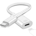 Mxcudu USB C to Lightning Audio Adapter, 3 in 1 USB C to Lightning Audio Adapter for iPhone 15 (White)