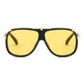 Freckles Mark 70s Italian Mob Boss Retro Square Sunglasses for Men Women Vintage Disco Sun Glasses, Gold/Yellow, Medium