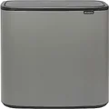 Brabantia 221460 Bo Touch Bin with Lid, Mineral Concrete Gray, 0.6 x 9.8 gal (2 x 30 L), 2 Minute