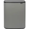 Brabantia 221460 Bo Touch Bin with Lid, Mineral Concrete Gray, 6.6 x 9.8 gal (2 x 30 L), For 2 Sorting