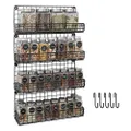 X-cosrack Spice Rack Organizer Wall Mounted 4-Tier Stackable Hanging Spice Storage Racks,Great for Kitchen and Pantry Storing Spices, Large with 5 Hooks, Up to Storage 80 Jars(Patent No.:D909138S)