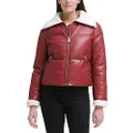 Levi's Women's Breanna Puffer Jacket (Standard and Plus Sizes), Rhubarb Red Faux Leather, Medium
