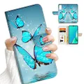 for Samsung S21+, for Samsung Galaxy S21 Plus 4G 5G, Designed Flip Wallet Phone Case Cover, A23237 Blue Butterfly 23237