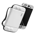 Nintendo Switch Compatible tomtoc Hard Case for Switch OLED Models, Shockproof, Thin, Carrying Case, Drop Tested, Holds 10 Games, Joycon Full Protection, White