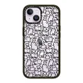 Casetify Impact Case for iPhone 14 Compatible with Magsafe - Funny Doodle Kitty Cats Pattern - Glossy Black