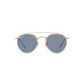 Ray-Ban Women's Rb3647n Double Bridge Round Sunglasses, Gold/Blue Polarized, 51 mm