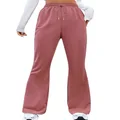 HeSaYep Women's Flare Wide Leg Sweatpants Drawstring High Waisted Baggy Pants Athletic Pants Trousers, Pink, Small