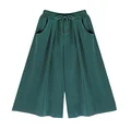 Mopatiper Women's Elastic Waist Wide Leg - Solid Soft - Casual Palazzo Capri Culottes Pants L Green
