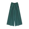 Mopatiper Women's Elastic Waist Wide Leg - Solid Soft - Casual Palazzo Capri Culottes Pants L Green