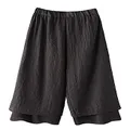 LaovanIn Women's Wide Leg Capri Pants Cotton Cropped Palazzo Trousers Culottes X-Large Black