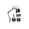 blucoil Audio Technica AT2020 Cardioid Condenser Microphone for Project & Home Studio Applications Bundle with Blucoil Boom Arm Plus Pop Filter, and 2-Pack of 10-FT Balanced XLR Cables