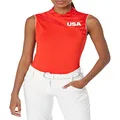 adidas Golf Printed Mock Sleeveless Polo Shirt, Red, X-Small