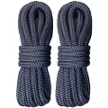 Rainier Supply Co Dock Lines - 2 Pack 15' Double Braided Nylon Dock Line/Mooring Lines - 15' x 3/8" with 12" Eyelet, Navy Blue