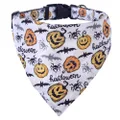 Halloween Dog Collar with Removable Cute Bandana Adjustable Pet Collars Pumpkin Pattern Large