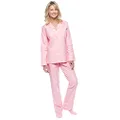 Noble Mount Cotton Flannel Pajamas Women, 2Pc Pajama Set for Women - Stripes Pink - XL