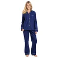 Noble Mount Women's Cotton Flannel Pajama Set - Midnight Blue - 2XL