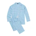 Noble Mount Twin Boat 100% Cotton Pajama Set for Women - Checks Aqua White - Medium