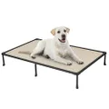 Veehoo Cooling Outdoor Elevated Dog Bed - Chewproof Raised Dog Cots Bed for Large Dogs, Washable Pet Platform with Non-Slip Feet for Indoor and Outdoor, XX-Large, Beige Coffee