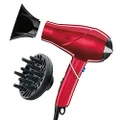 INFINITIPRO BY CONAIR 1875 Watt Compact Travel Styler/Hair Dryer with Twist Folding Handle, Red