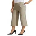 Willit Women's Capri Pants Dress Yoga Pants Wide Leg Business Casual Capris Work Slacks Stretch High Waisted 21", Light Khaki, XX-Large