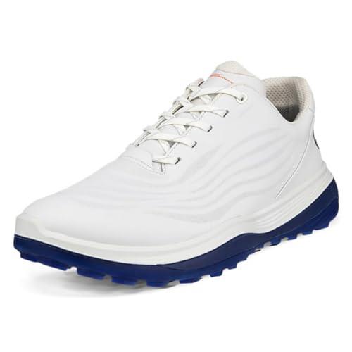ECCO Men's Lt1 Hybrid Waterproof Golf Shoe, White/Blue, 6-6.5